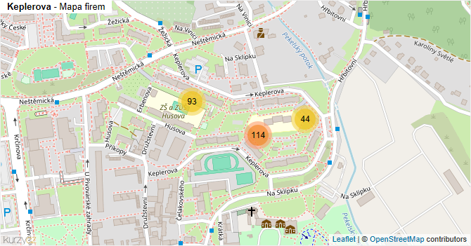 Keplerova - mapa firem