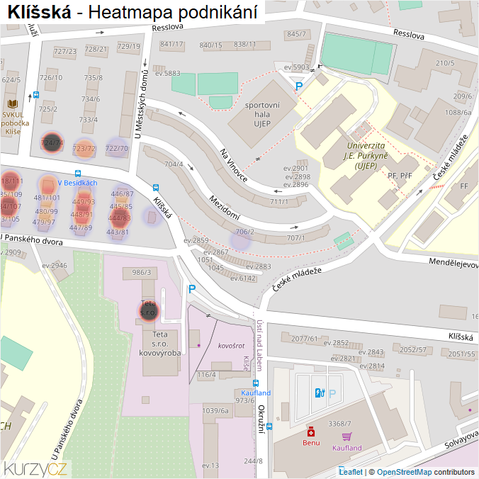 Mapa Klíšská - Firmy v ulici.