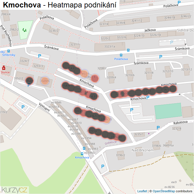 Mapa Kmochova - Firmy v ulici.