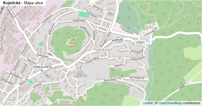 Kojetická - mapa ulice