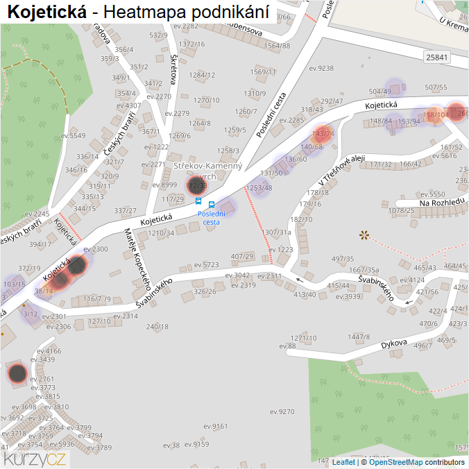 Mapa Kojetická - Firmy v ulici.
