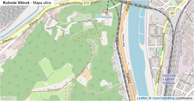 Kolonie Větruš - mapa ulice