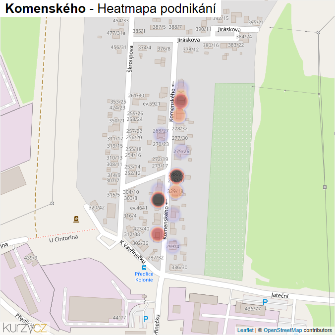 Mapa Komenského - Firmy v ulici.