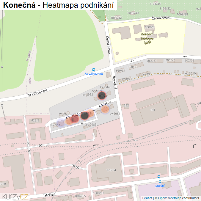 Mapa Konečná - Firmy v ulici.