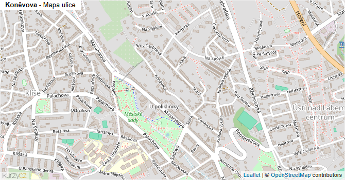 Koněvova - mapa ulice