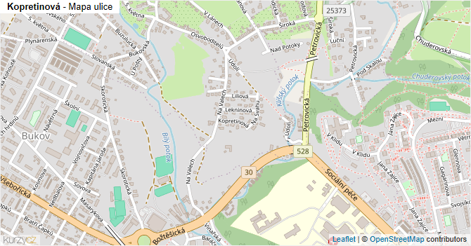 Kopretinová - mapa ulice