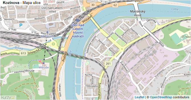 Kozinova - mapa ulice