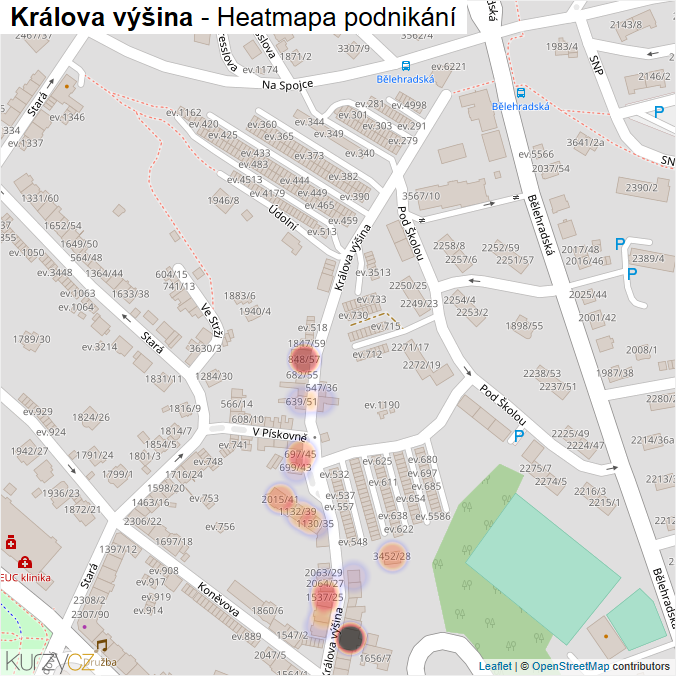 Mapa Králova výšina - Firmy v ulici.