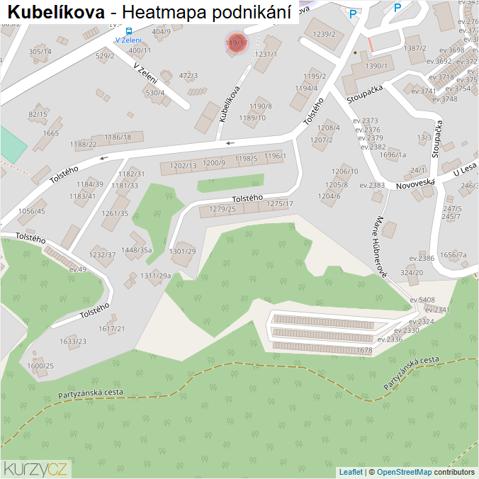 Mapa Kubelíkova - Firmy v ulici.