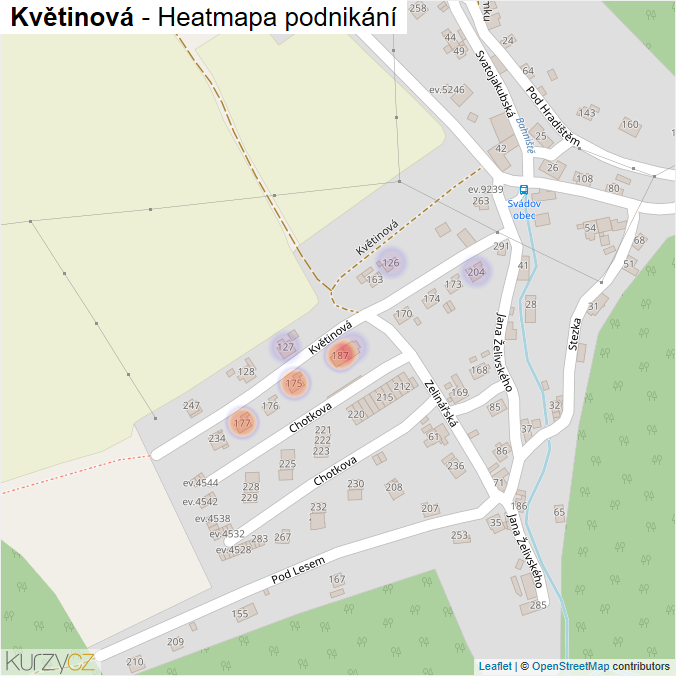 Mapa Květinová - Firmy v ulici.