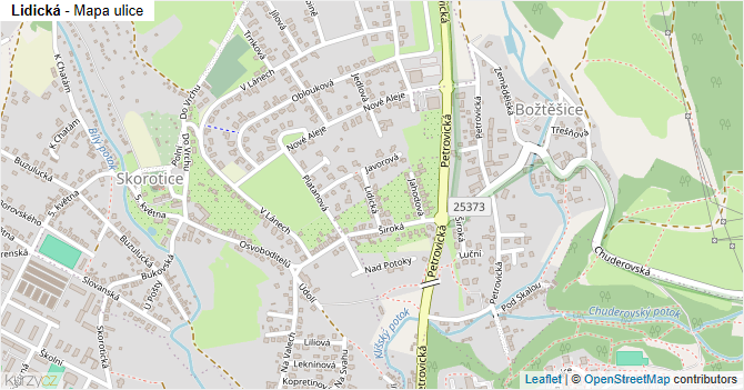 Lidická - mapa ulice