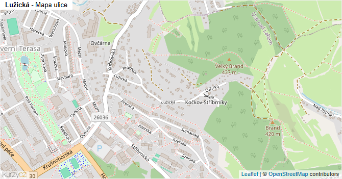 Lužická - mapa ulice
