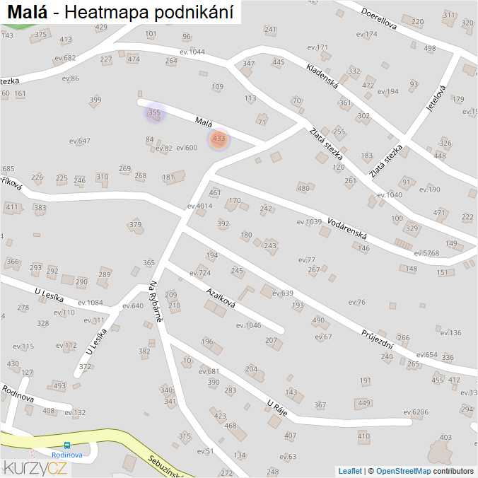 Mapa Malá - Firmy v ulici.