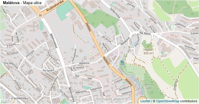 Malátova - mapa ulice