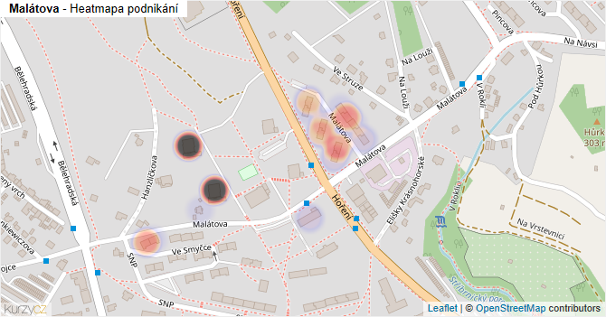 Malátova - mapa podnikání