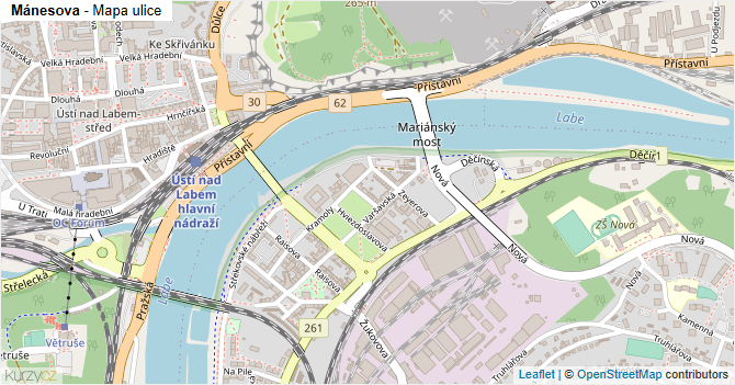 Mánesova - mapa ulice