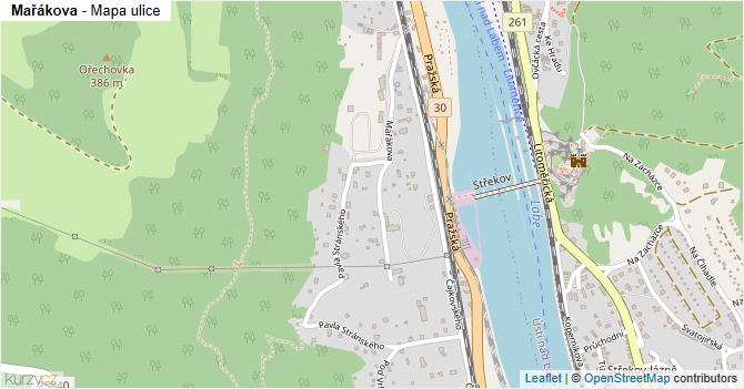 Mařákova - mapa ulice