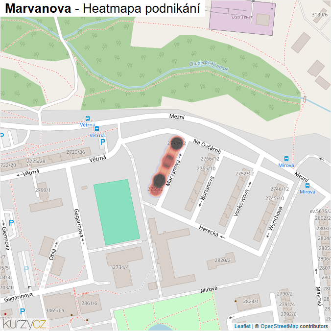 Mapa Marvanova - Firmy v ulici.