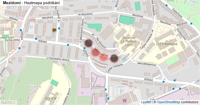 Mezidomí - mapa podnikání
