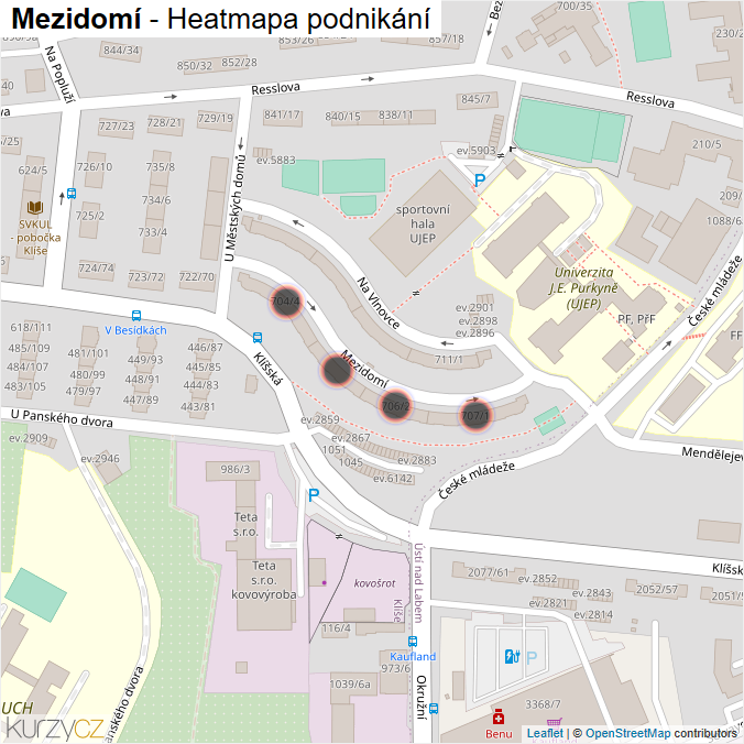 Mapa Mezidomí - Firmy v ulici.