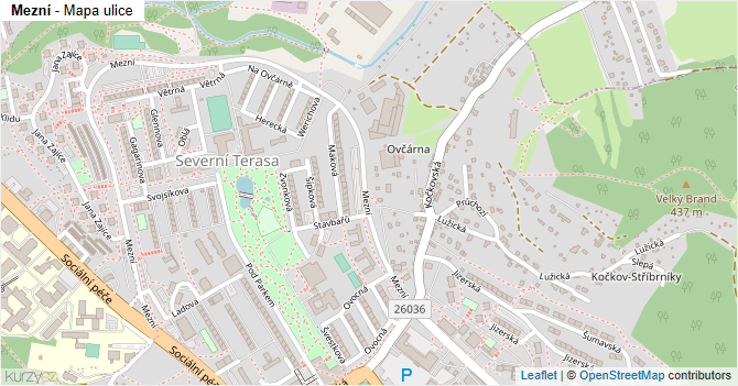 Mezní - mapa ulice