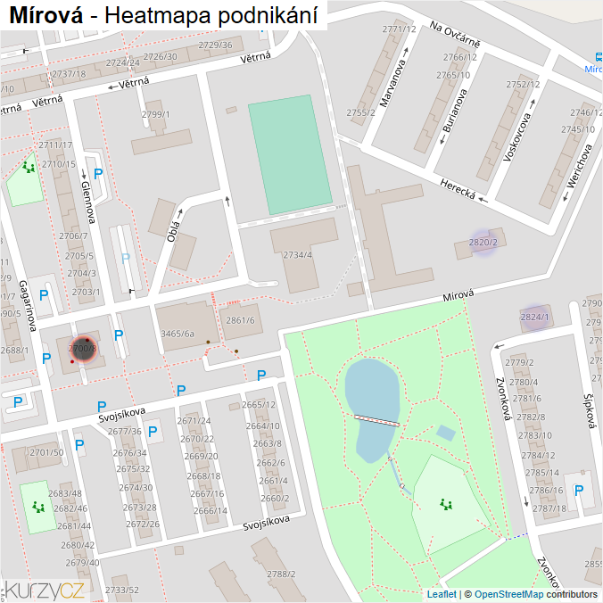 Mapa Mírová - Firmy v ulici.