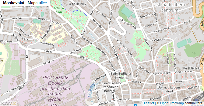 Moskevská - mapa ulice