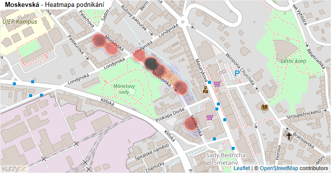 Moskevská - mapa podnikání