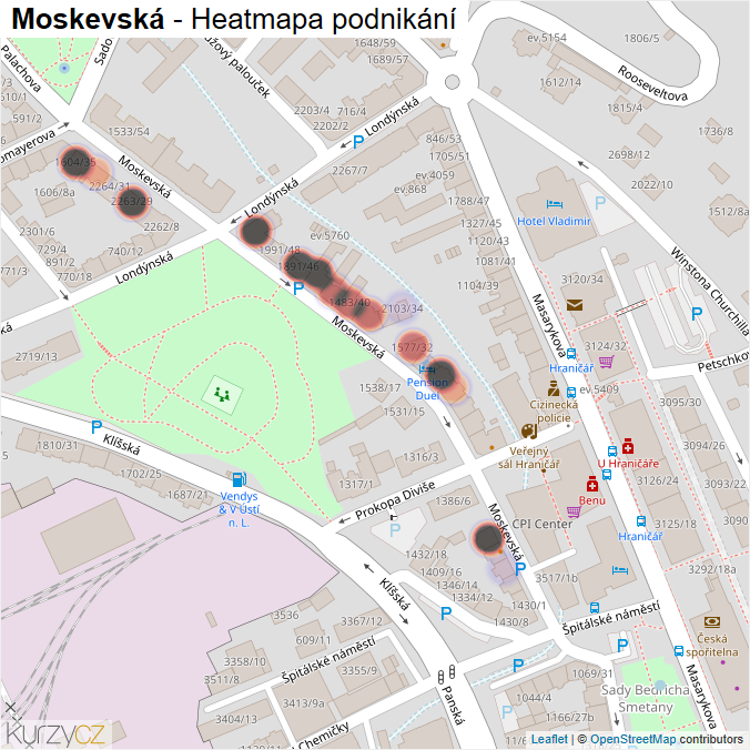 Mapa Moskevská - Firmy v ulici.