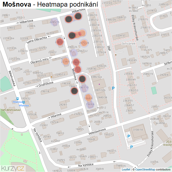 Mapa Mošnova - Firmy v ulici.