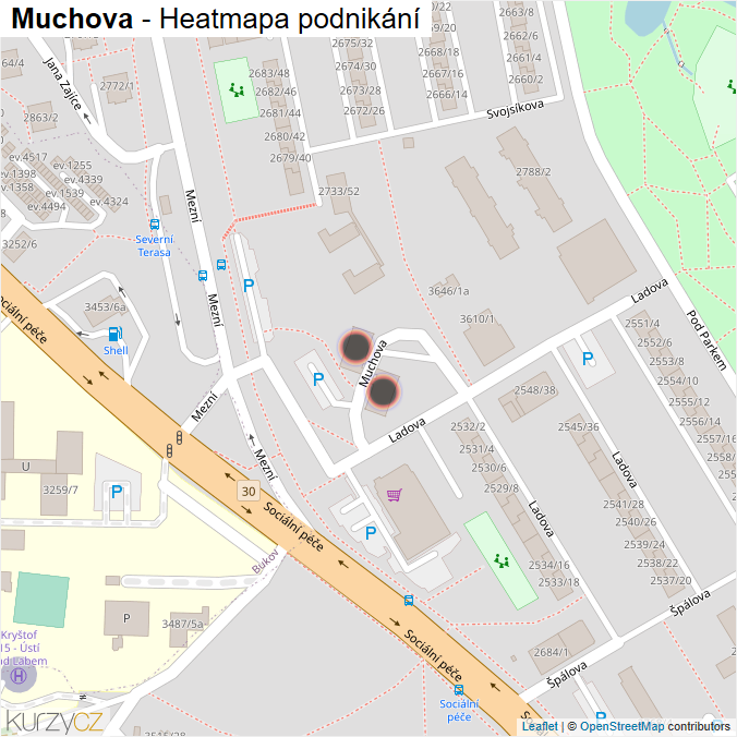 Mapa Muchova - Firmy v ulici.