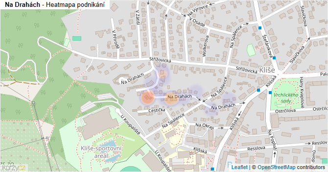 Na Drahách - mapa podnikání