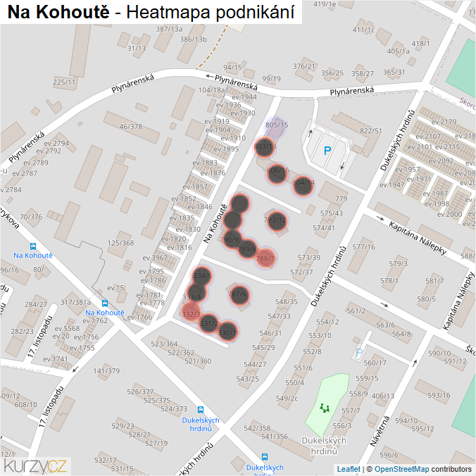 Mapa Na Kohoutě - Firmy v ulici.