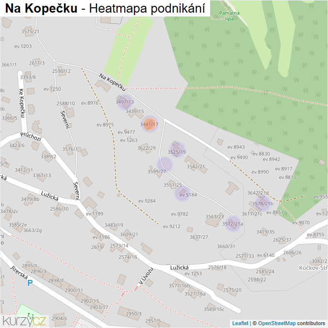 Mapa Na Kopečku - Firmy v ulici.