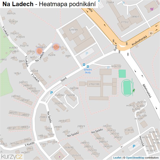 Mapa Na Ladech - Firmy v ulici.