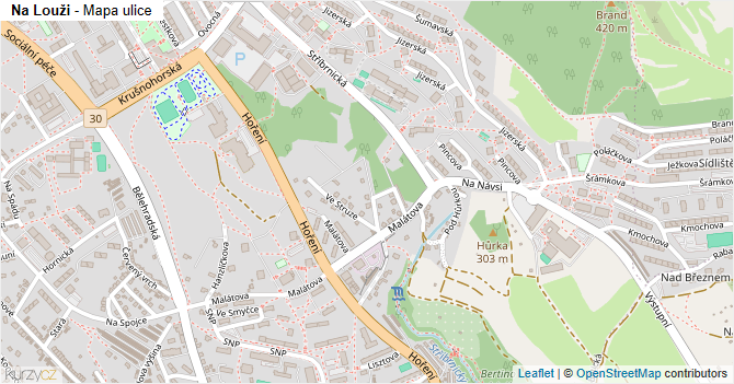 Na Louži - mapa ulice