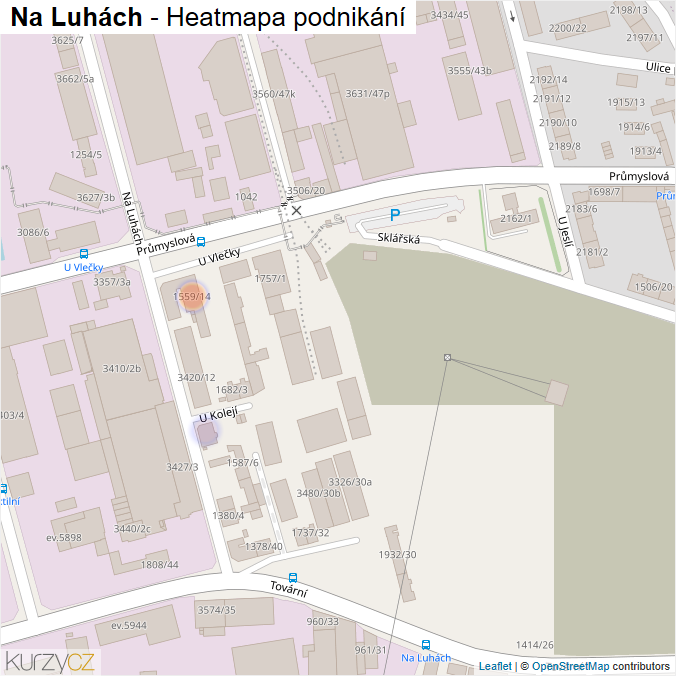 Mapa Na Luhách - Firmy v ulici.