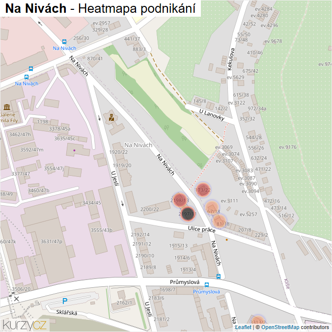Mapa Na Nivách - Firmy v ulici.