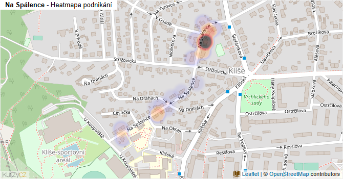 Na Spálence - mapa podnikání
