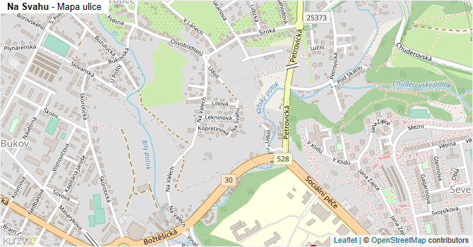 Na Svahu - mapa ulice