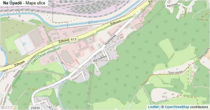 Na Úpadě - mapa ulice