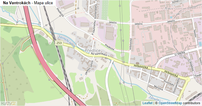 Na Vantrokách - mapa ulice