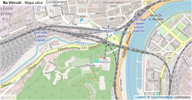 Na Větruši - mapa ulice