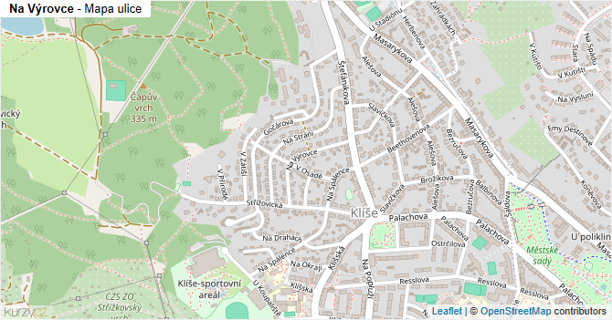 Na Výrovce - mapa ulice