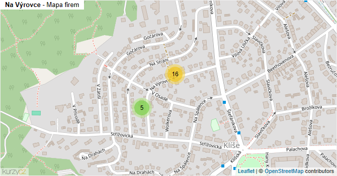 Na Výrovce - mapa firem