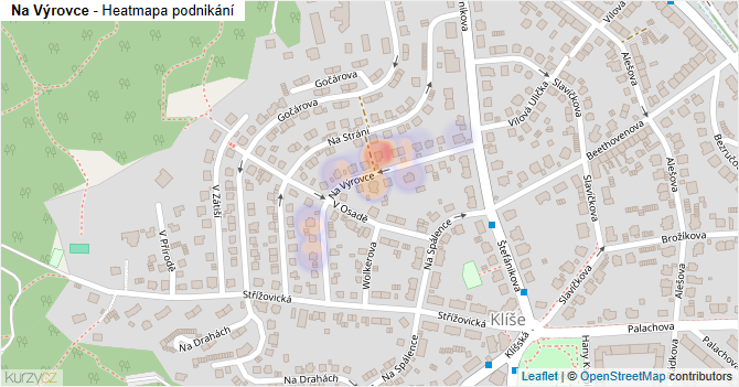 Na Výrovce - mapa podnikání