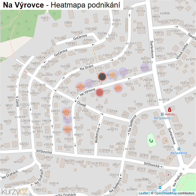Mapa Na Výrovce - Firmy v ulici.