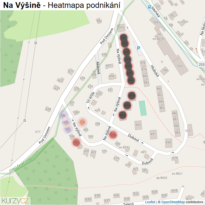 Mapa Na Výšině - Firmy v ulici.