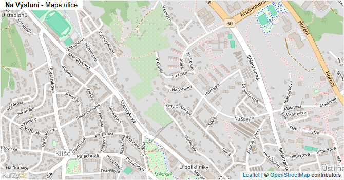Na Výsluní - mapa ulice