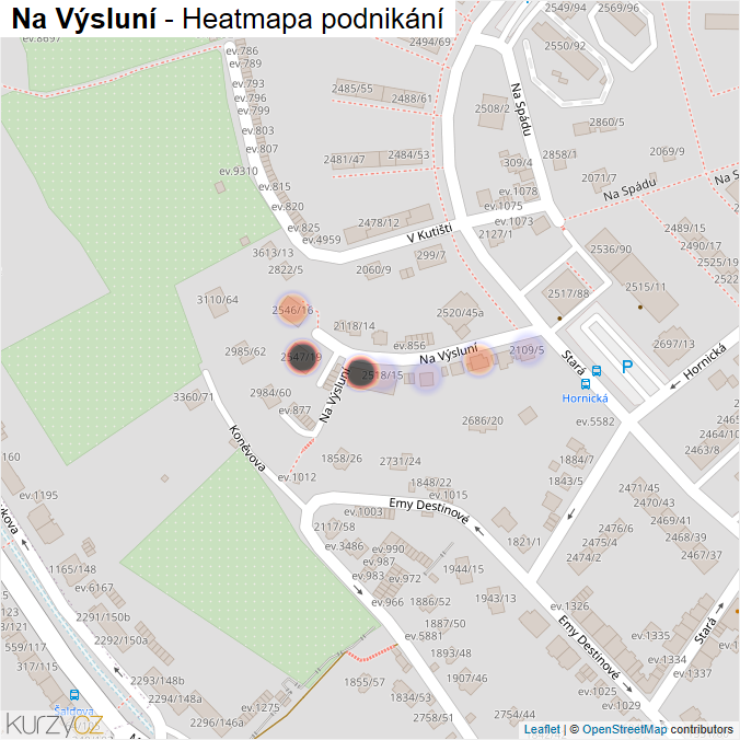Mapa Na Výsluní - Firmy v ulici.
